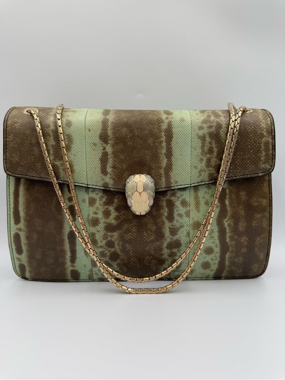 Bvlgari Serpenti Forever Chain Shoulder/Crossbody Bag in Karung Leather.